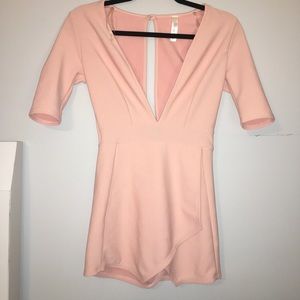 Blush Romper Dress With Slit